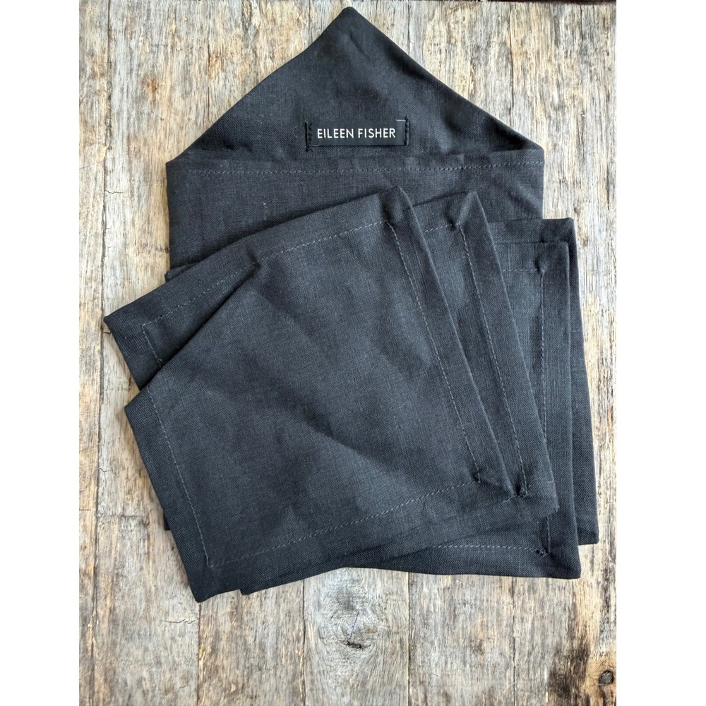 EILEEN FISHER Coaster Napkins Gray Organic Linen Set of 4 Women's OS Excellent